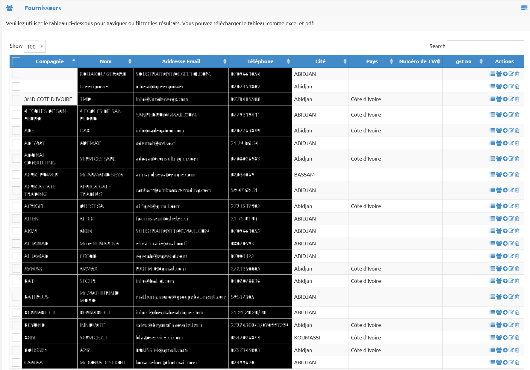 Rapport Fournisseurs